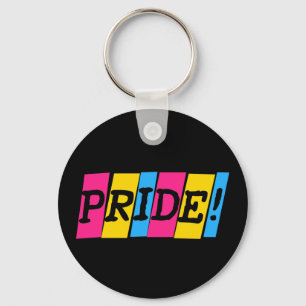 Pansexuality pride text sign key ring