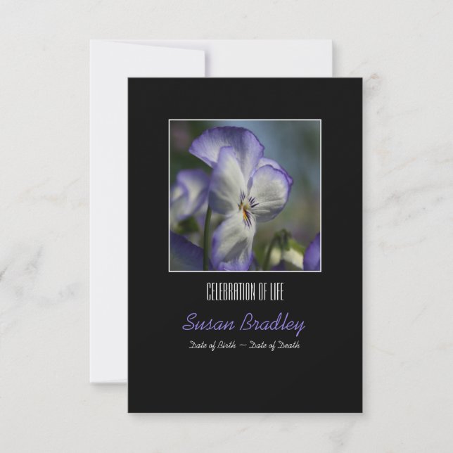 Pansies 1 Celebration of Life Memorial Service Invitation (Front)