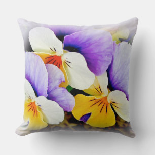 Pansies - A Springtime Treat - Yellow Purple White Cushion