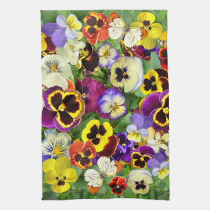 Pansies and Butterflies  Tea Towel