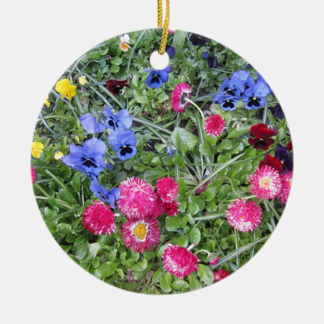 Pansies and Daisies Ornament (Front)