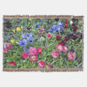 Pansies and Daisies Throw Blanket