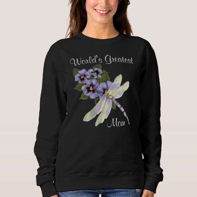 Pansies and Dragonfly Sweatshirt (Front)