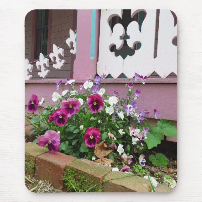 Pansies and Fleur-de-lis - Martha's Vineyard Mouse Pad (Front)