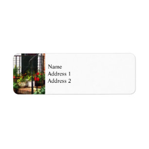 Pansies and Geraniums on Stoop Return Address Label