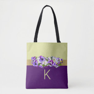 Pansies and Gold Personalised Tote
