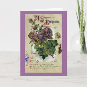 Pansies and Ivy Vintage Birthday Card