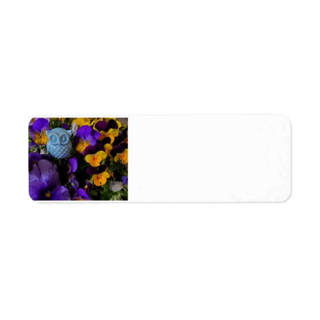 Pansies and owl address label return address label (Front)