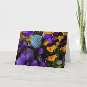 Pansies and owl card