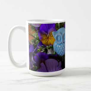 Pansies and owl mug
