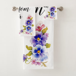 Pansies Best Mum Ever Bath Towel Set