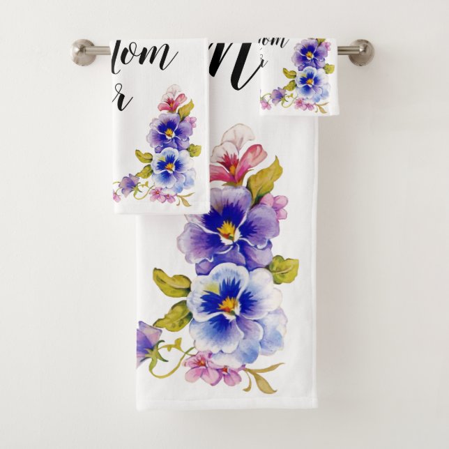 Pansies Best Mum Ever Bath Towel Set (Insitu)