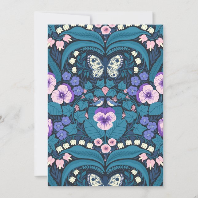 Pansies, birds and butterflies (Front)