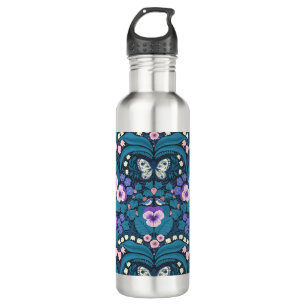 Pansies, birds and butterflies 710 ml water bottle