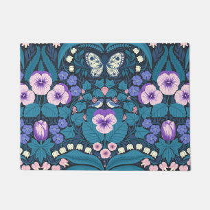 Pansies, birds and butterflies doormat