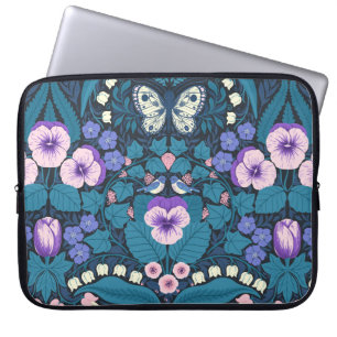 Pansies, birds and butterflies laptop sleeve