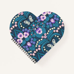 Pansies, birds and butterflies notebook