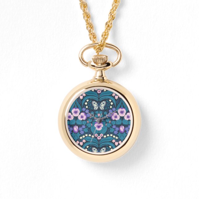 Pansies, birds and butterflies watch (Front)
