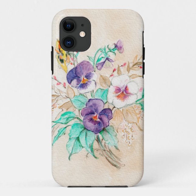 Pansies Bouquet iPhone / iPad case (Back)