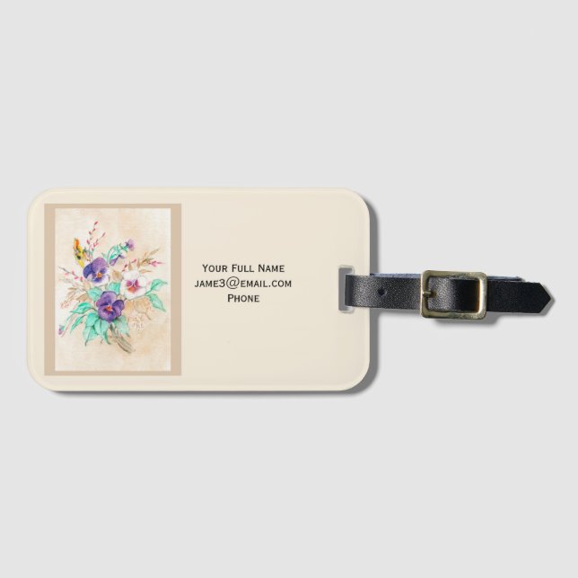 Pansies Bouquet  Luggage Tag (Front Horizontal)