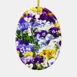 Pansies Ceramic Tree Decoration