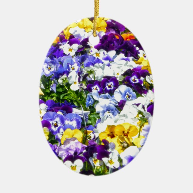 Pansies Ceramic Tree Decoration (Front)