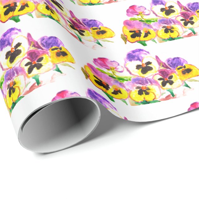 Pansies Floral Flowers Pansy Gift Wrap Pretty (Roll Corner)