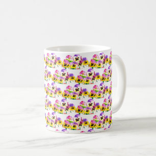 Pansies Floral Vintage Garden Painted Coffee Mug