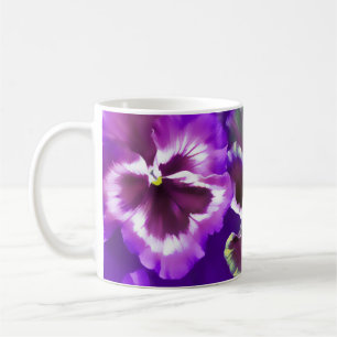 Pansies flower purple stylised art mug