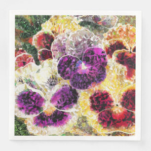Pansies Flowers Abstract Art Paper Dinner Napkins