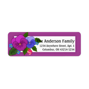 Pansies Flowers Return Address Labels d1