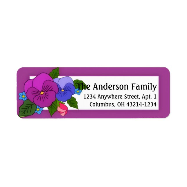 Pansies Flowers Return Address Labels d1 (Front)
