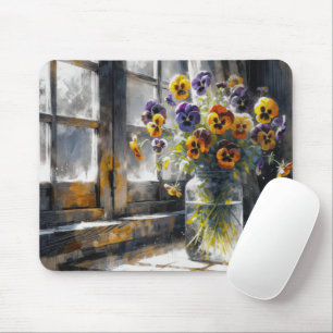 Pansies In a Glass Jar Mouse Pad