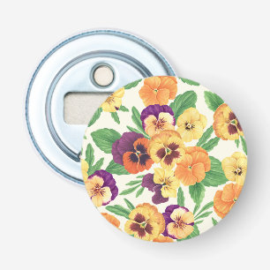 Pansies on off white bottle opener
