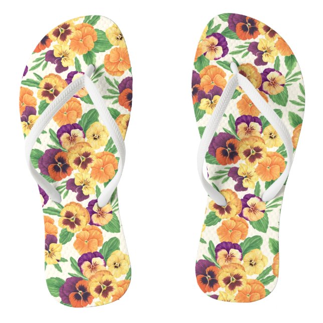 Pansies on off white thongs (Footbed)