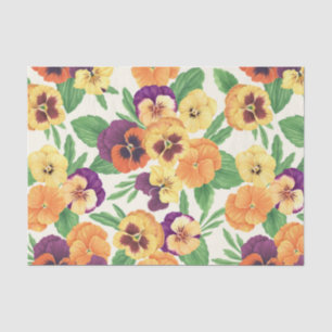 Pansies on off white tissue paper