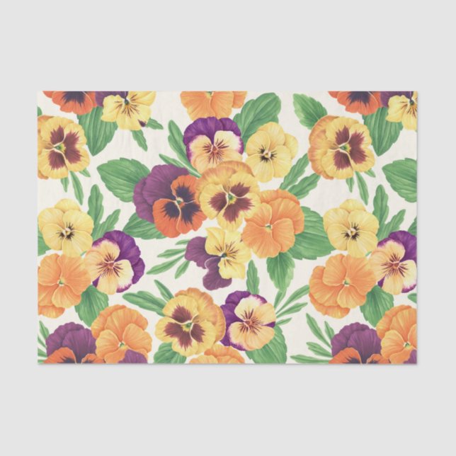 Pansies on off white tissue paper (Front)