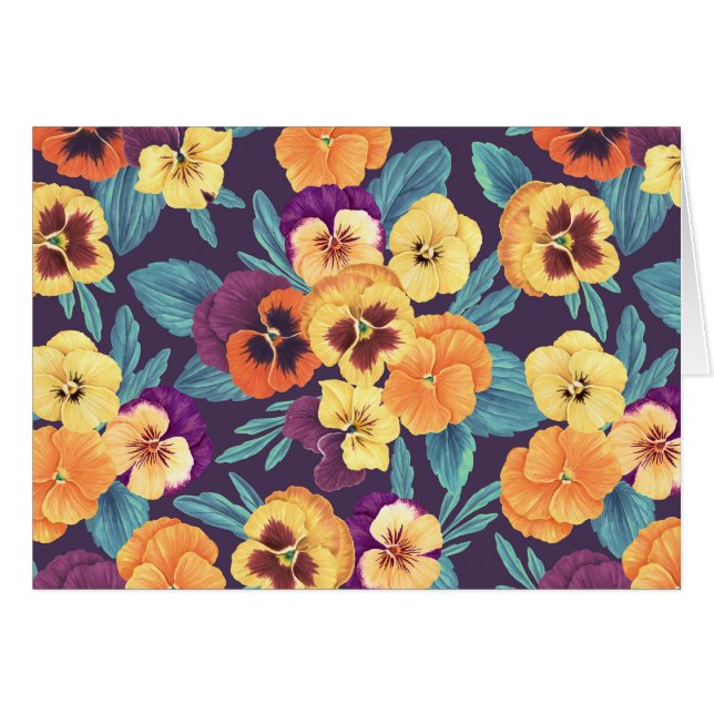 Pansies on plum violet (Front Horizontal)