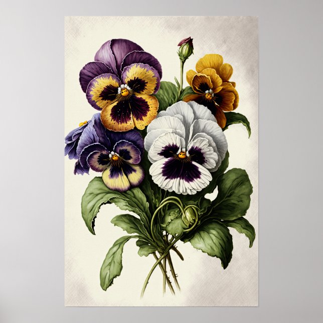 Pansies Pansy Flower Art Print Poster (Front)