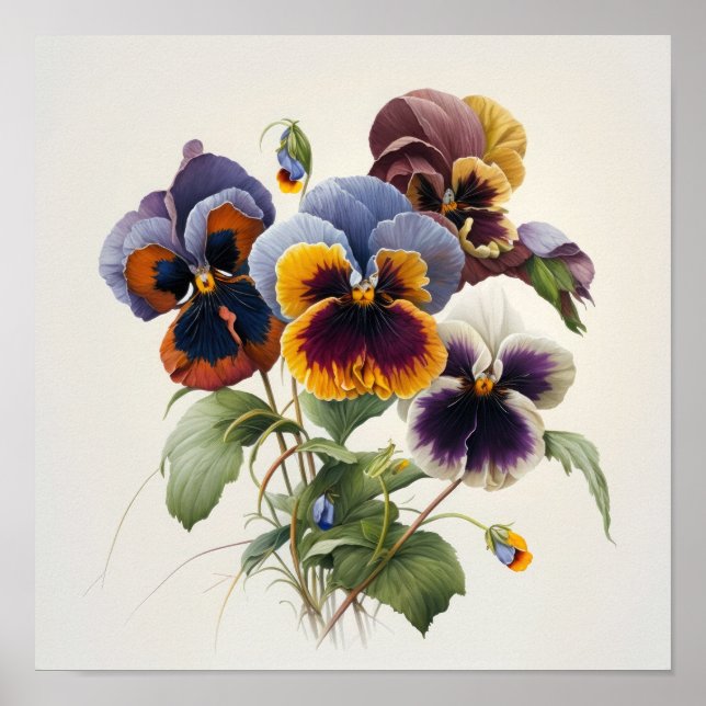 Pansies Pansy Flower Art Print Poster (Front)