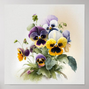Pansies Pansy Flower Art Print Poster