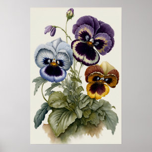Pansies Pansy Flower Art Print Poster