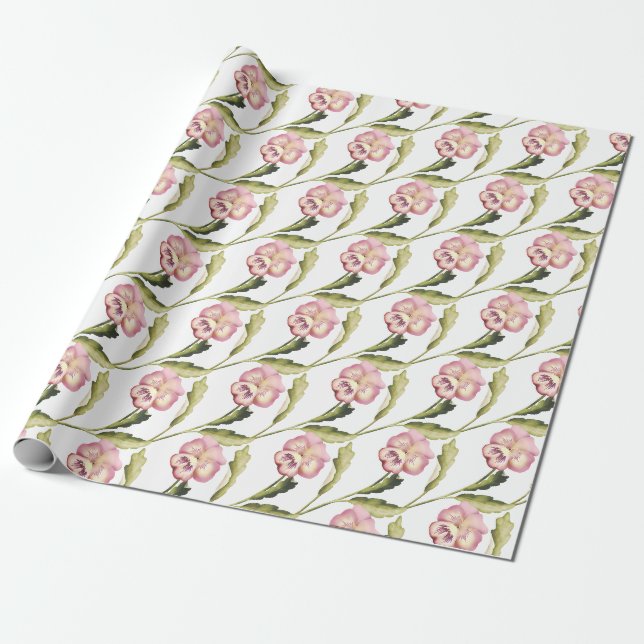 Pansies pattern on White Background Wrapping Paper (Unrolled)