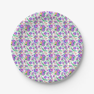 Pansies Pattern paper plates