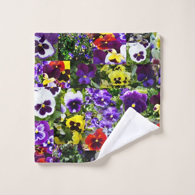 Pansies Photo Collage, Wash Cloth (Wash Cloth)