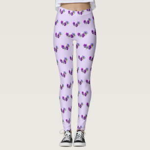 Pansies Purple and White Pattern Legging