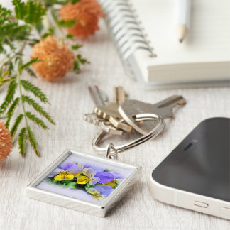 Pansies - Purple asnd Yellow Key Ring