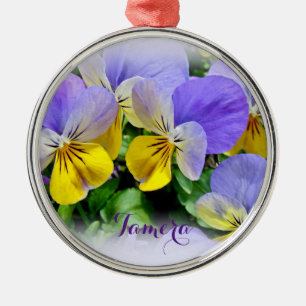 Pansies - Purple asnd Yellow Metal Ornament
