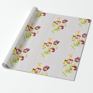 PANSIES RETRO ILLUSTRATION Wrapping Paper