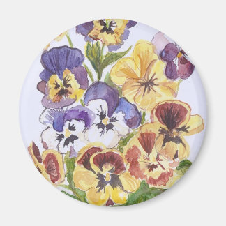 Pansies Round Magnet